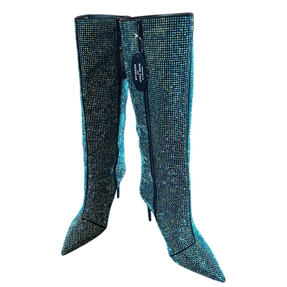 I.N.C. International Concepts Havannah Knee High Boots Green Bling Size 9.5 - Picture 5 of 9